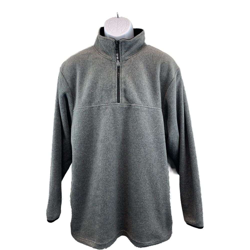 Mens USA Olympics JCPenney Fleece Jacket Size XL Mens Gray 1/2 Zip Pockets